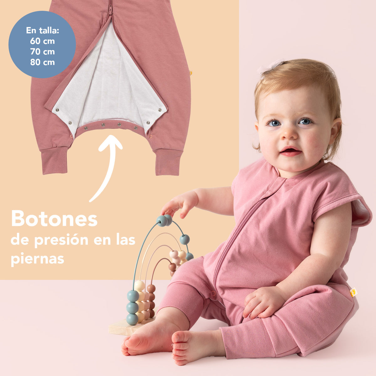 Saco de dormir con pies 2.5 TOG_Rosa pastel_zona del pie_463