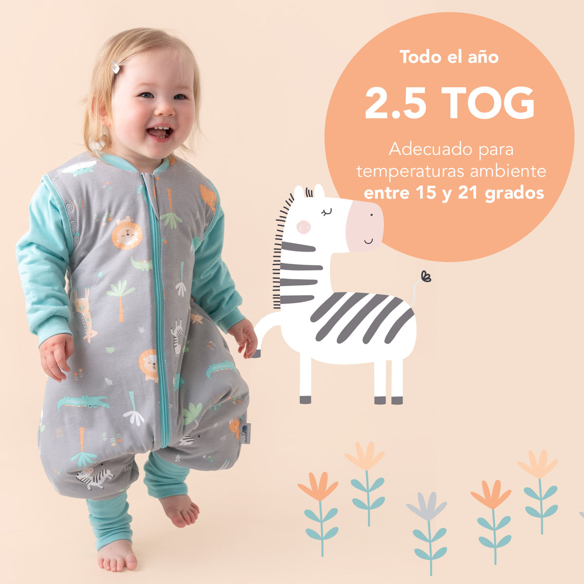Saco de dormir con pies y suelas antideslizantes 2.5 TOG_Safari_TOG_461