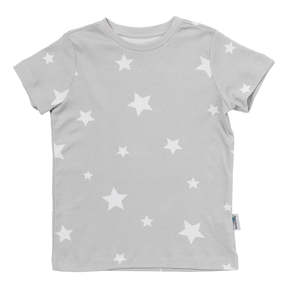 Pijama corto de niño de algódon orgánico_Estrellas grises_OEKOTEX_445