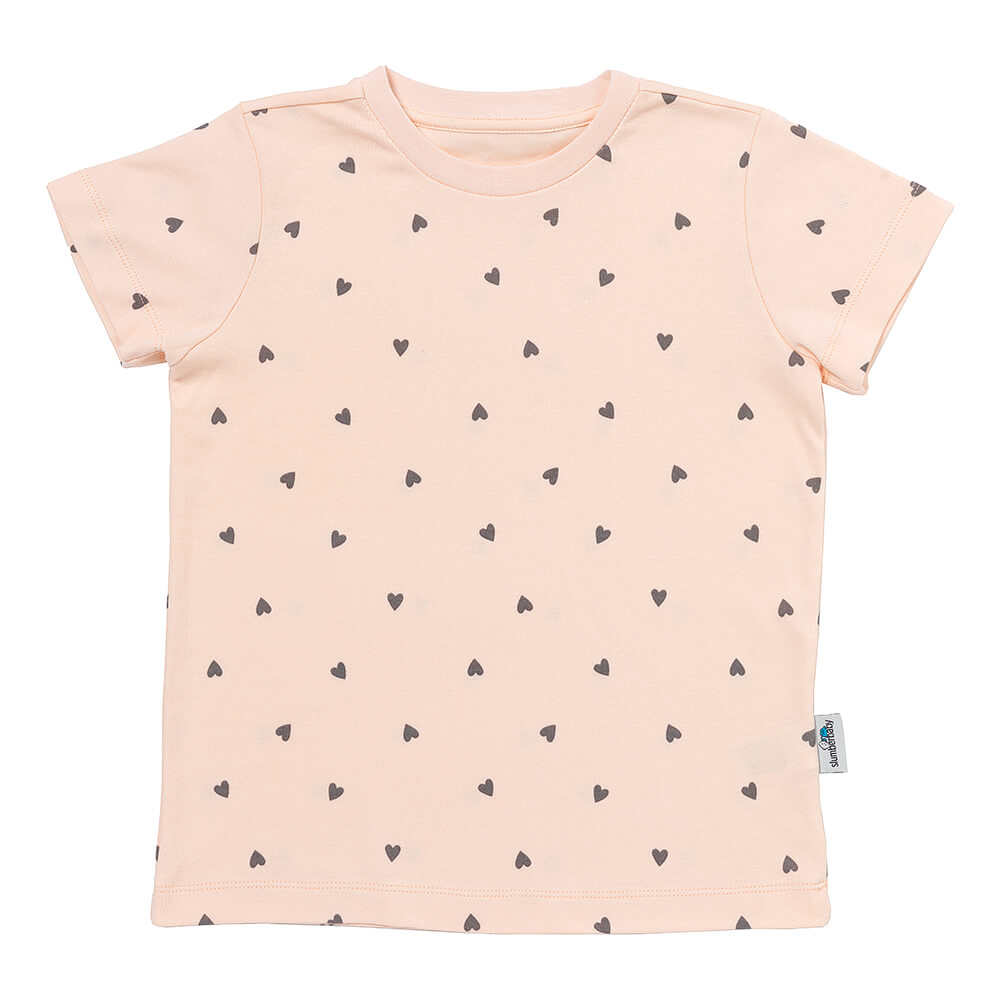 Pijama corto de niño de algódon orgánico_Corazones_OEKOTEX_445