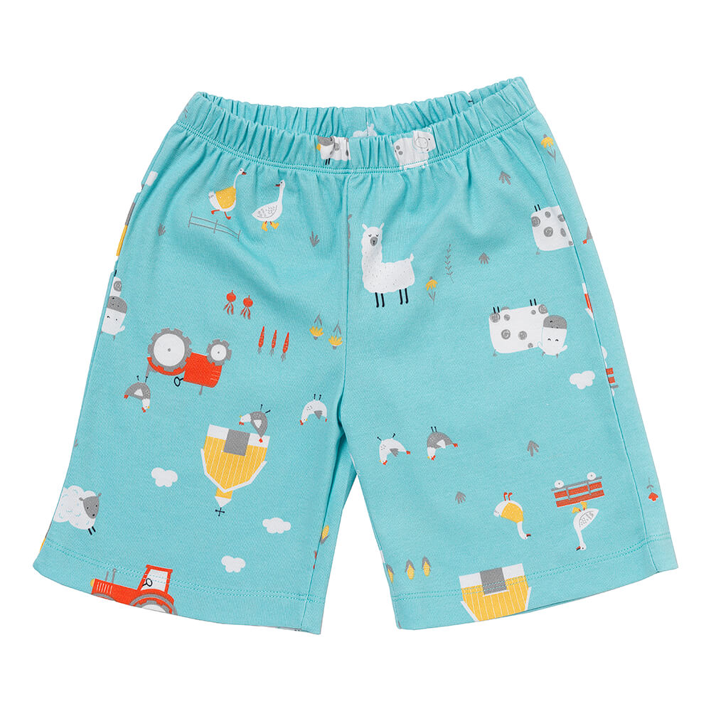 Pijama corto de niño de algódon orgánico_Granja_parte superior_445