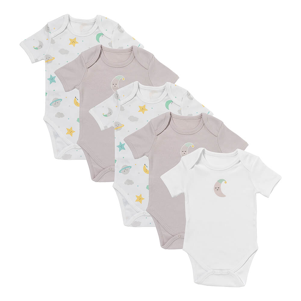 Pack de 5 bodies para bebé manga corta de algodón orgánico_Luna y Estrellas_1_430