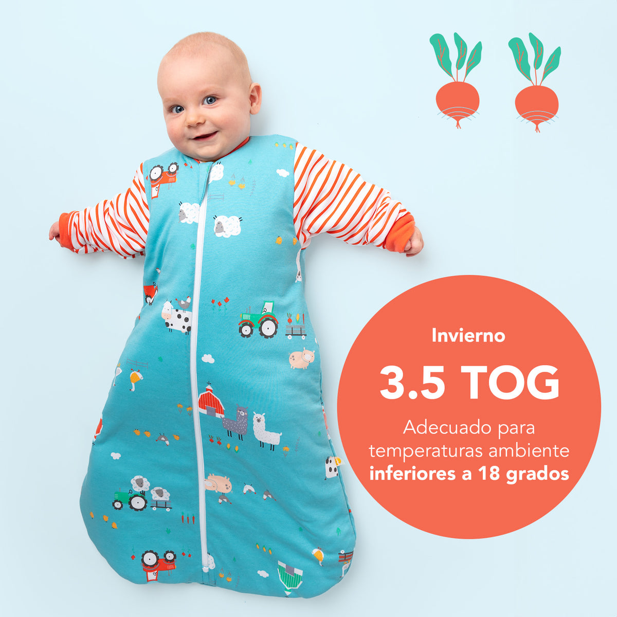 Saco de dormir para bebé de algódon orgánico 3.5 TOG_Granja_TOG_472