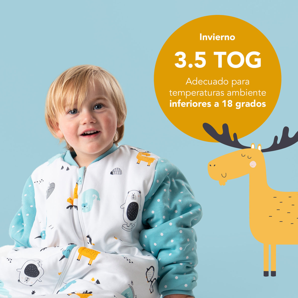 Saco de dormir para bebé de algódon orgánico 3.5 TOG_Amigos Polares_TOG_472