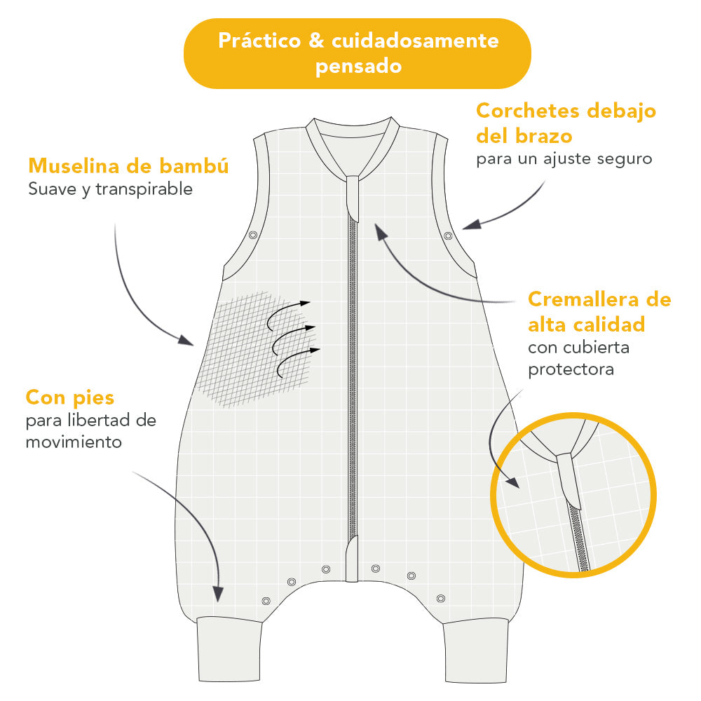 Saco de dormir con pies de muselina 0.5 TOG_USP_412