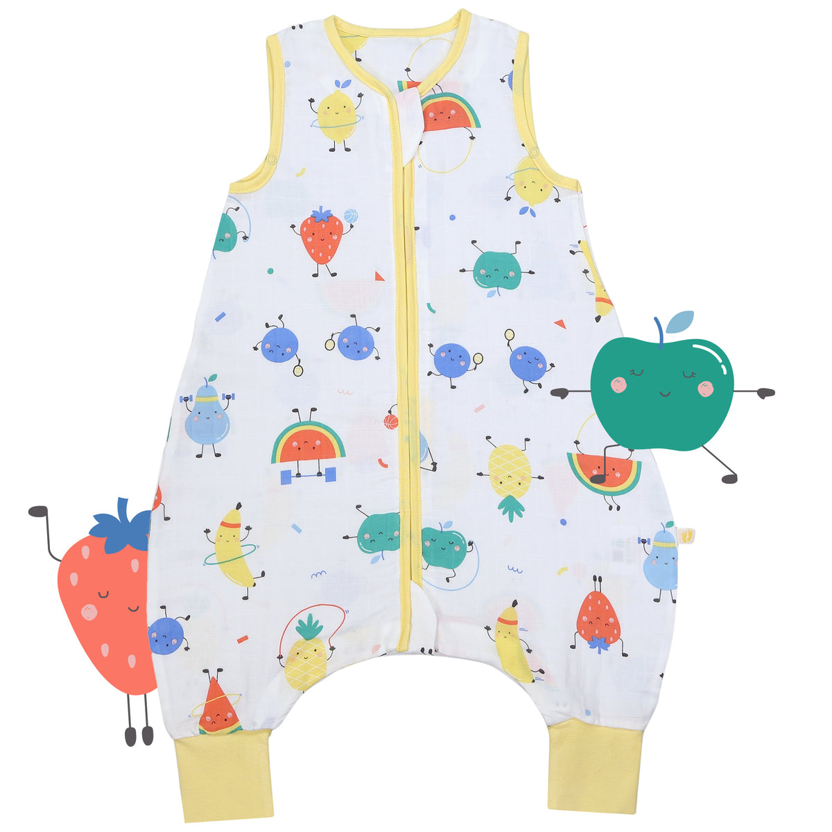 Saco de dormir con pies de muselina 0.5 TOG_Frutas en Forma_parte frontal_412