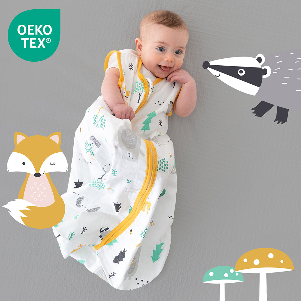 Saco de dormir para bebé de muselina 0.5 TOG_Animales del bosque_OEKOTEX_415