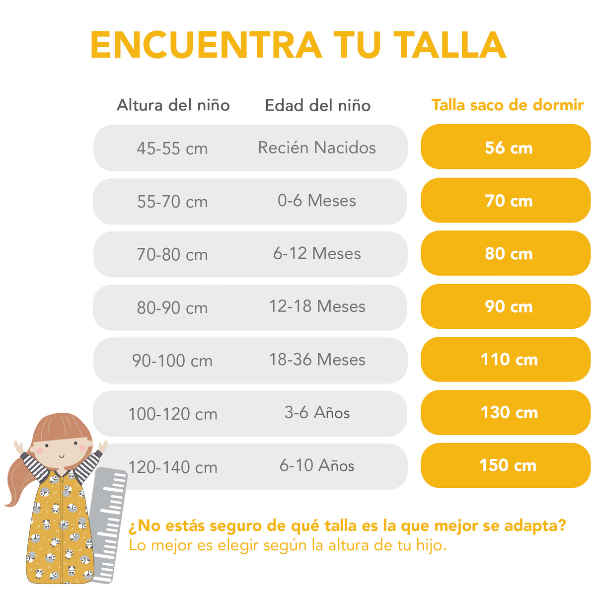 Saco de dormir para bebé 1.0 TOG_tabla de tallas_420