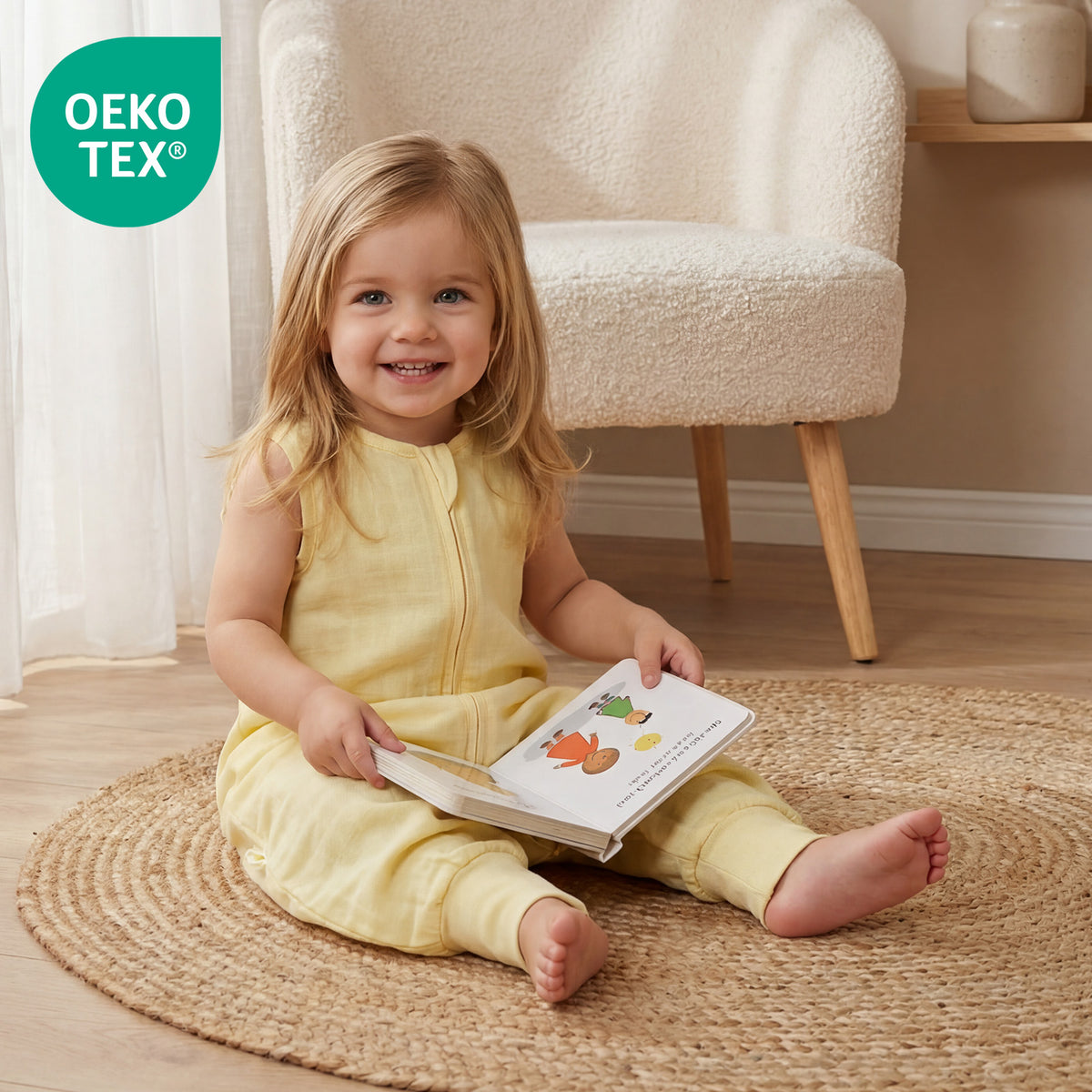 Saco de dormir con pies de muselina 0.5 Tog_Amarillo Claro_2_422