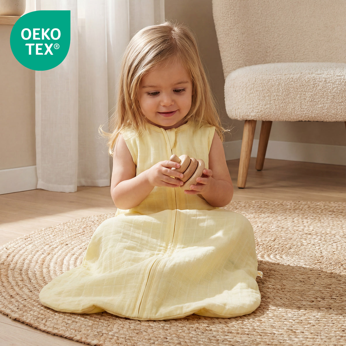 Saco de dormir para bebé de muselina 0.5 Tog_Amarillo Claro_2_423