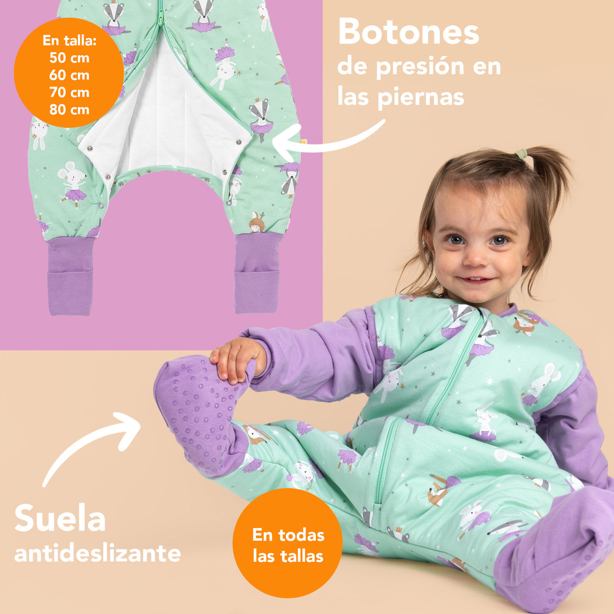 Saco de dormir con pies y suelas antideslizantes 2.5 TOG_Bailarina_zona del pie_461