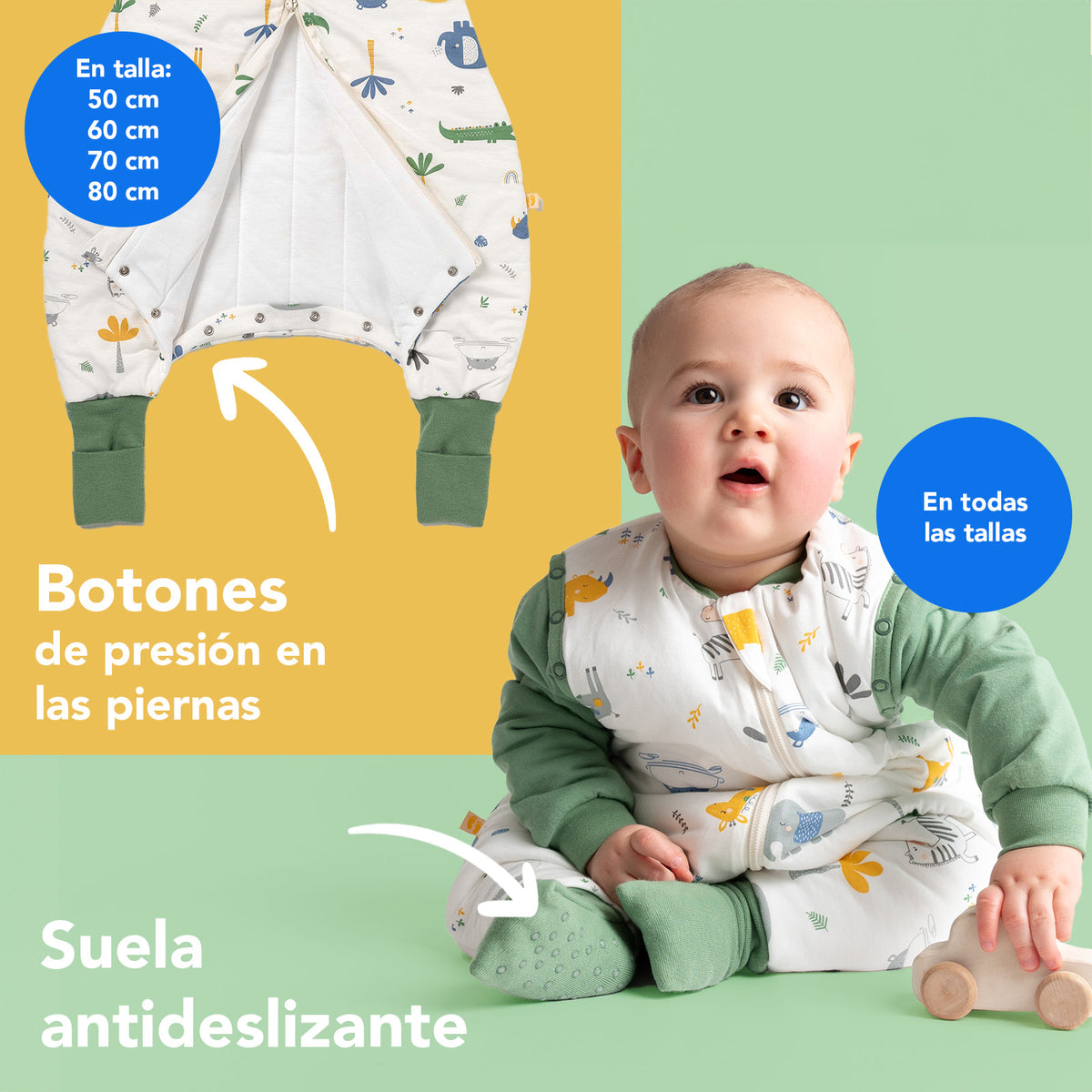Saco de dormir con pies y suelas antideslizantes 2.5 TOG_Jungla_zona del pie_461