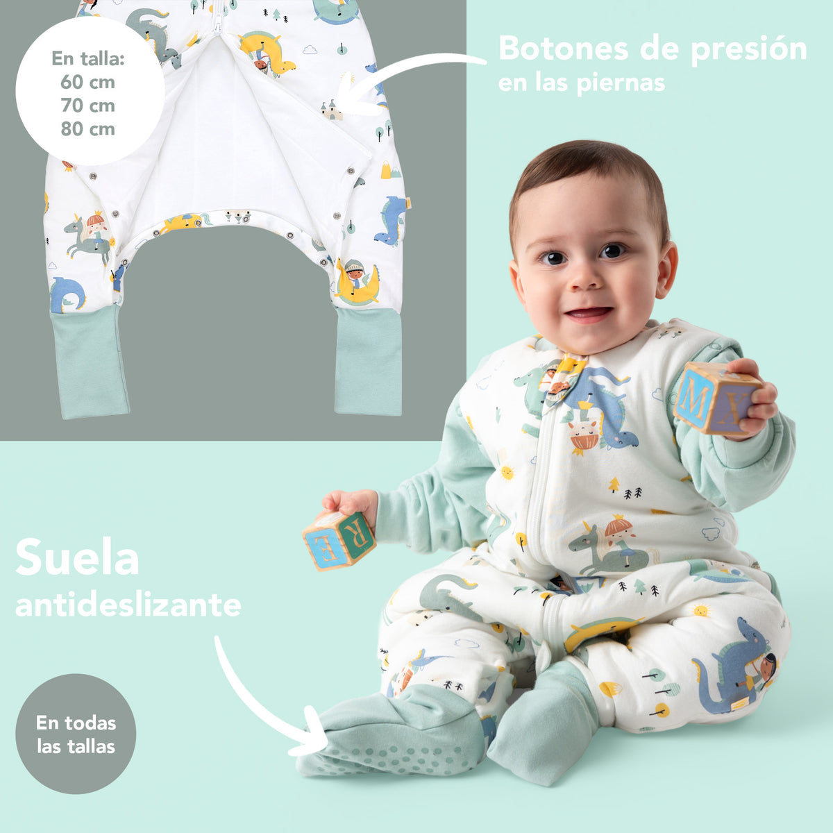 Saco de dormir con pies y suelas antideslizantes 2.5 TOG_Fantasia_zona del pie_461