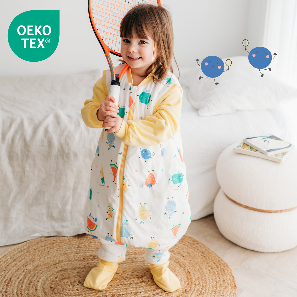 Saco de dormir con pies y suelas antideslizantes 2.5 TOG_Frutas en Forma_OEKOTEX_461