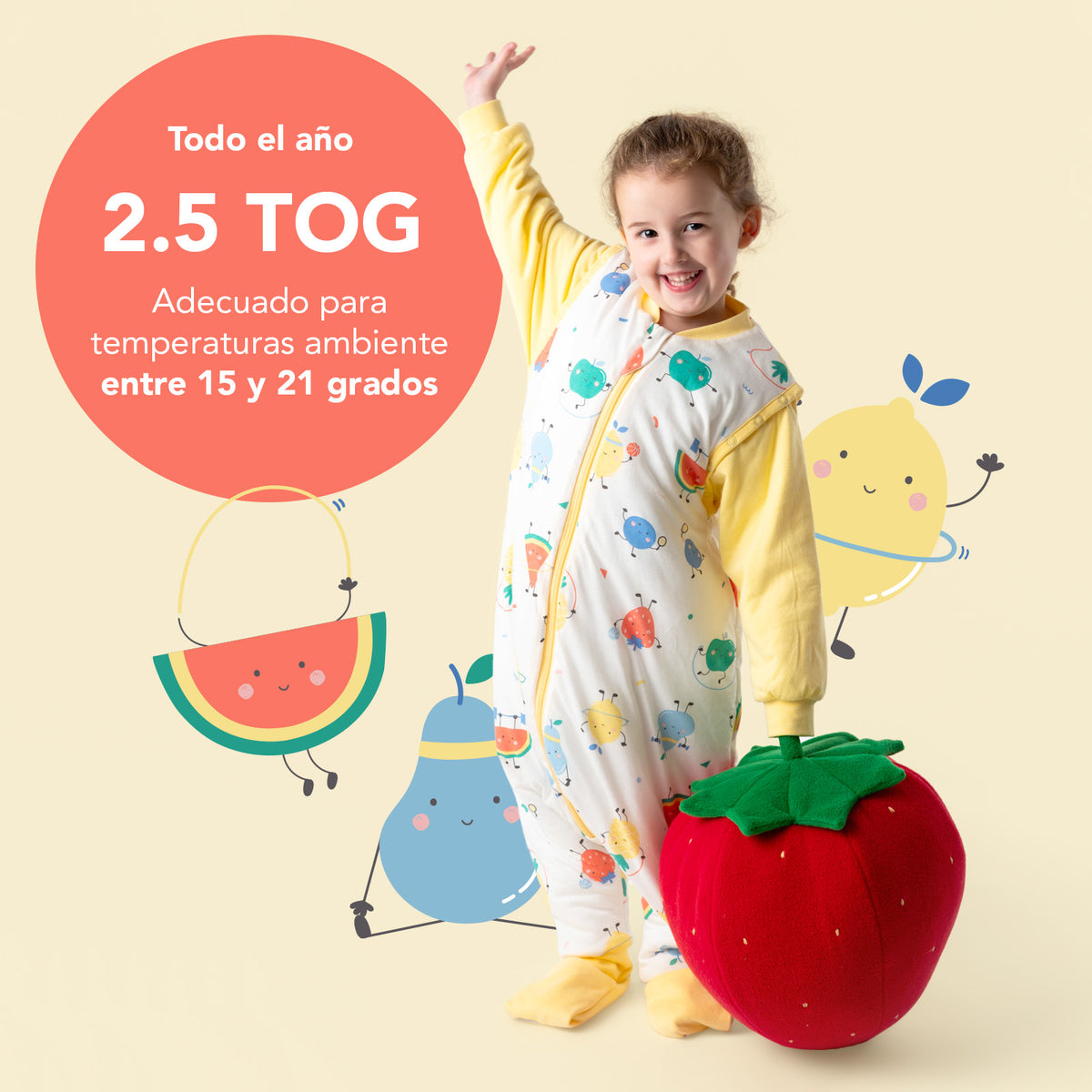 Saco de dormir con pies y suelas antideslizantes 2.5 TOG_Frutas en Forma_TOG_461