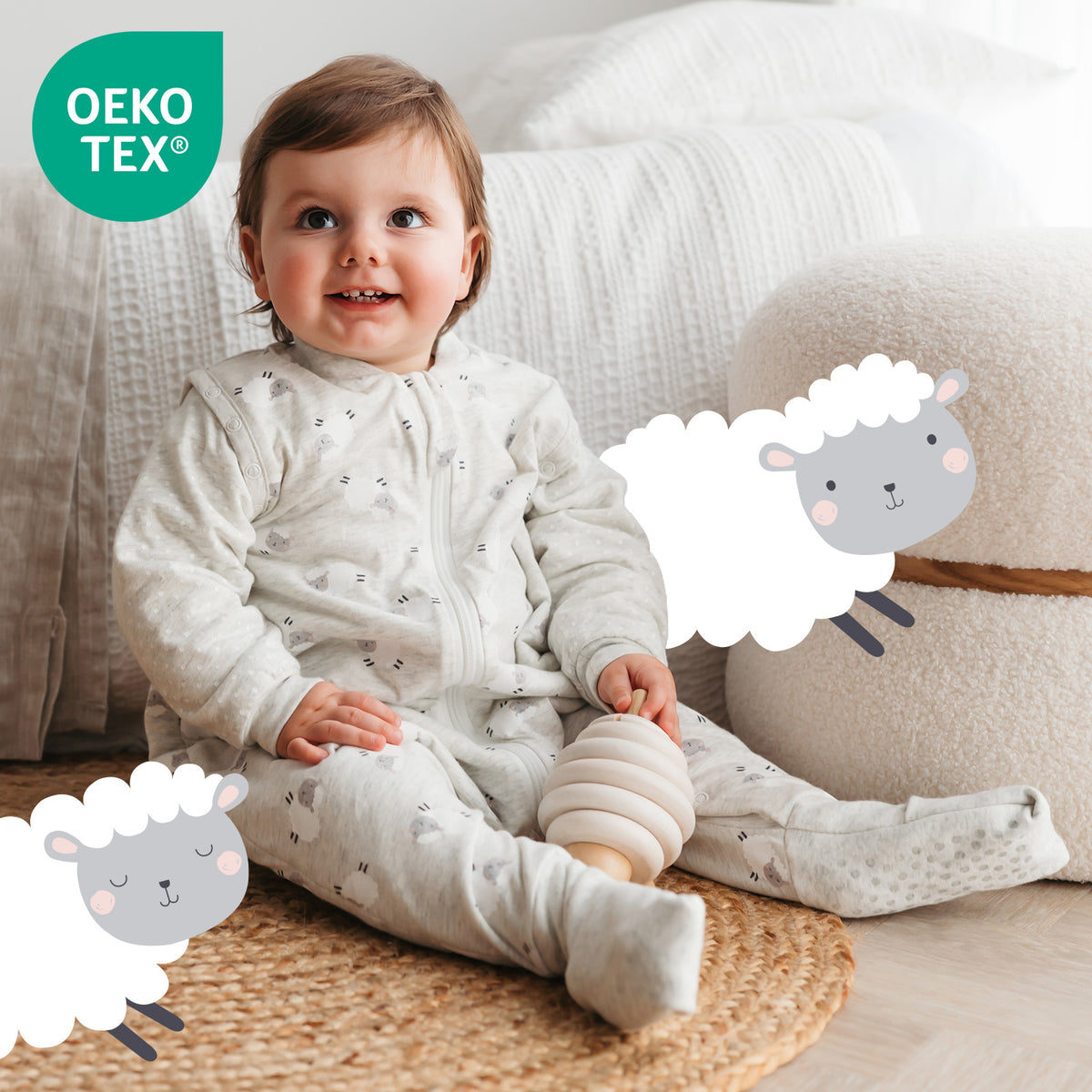 Saco de dormir con pies y suelas antideslizantes 2.5 TOG_Canguro_OEKOTEX_461