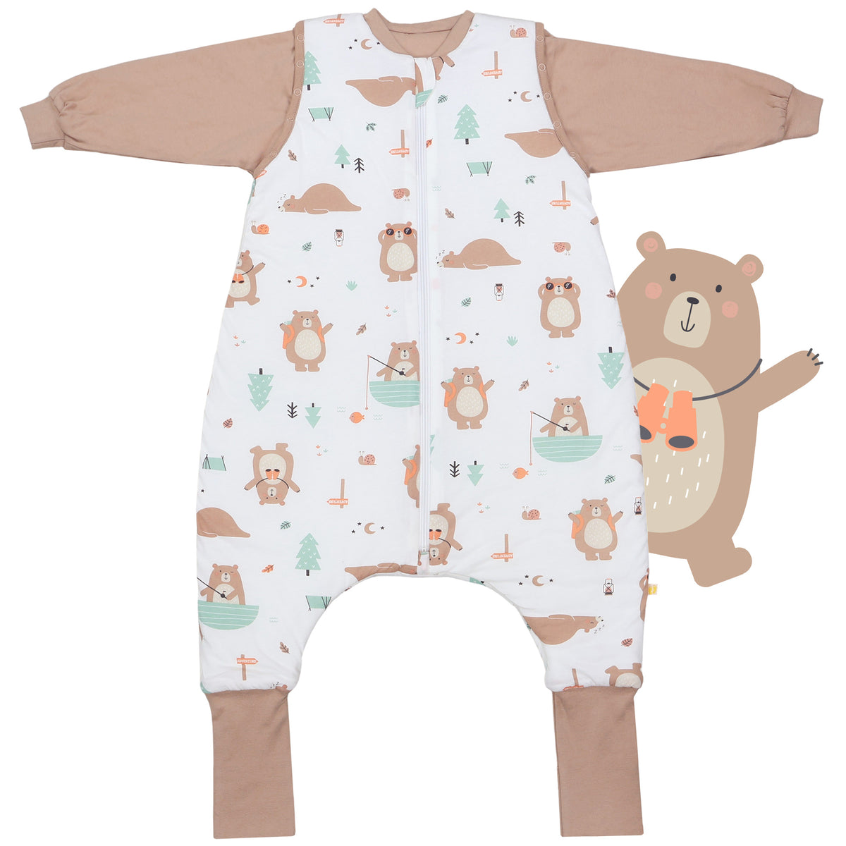 Saco de dormir con pies y suelas antideslizantes 3.5 TOG_Oso Explorador_parte frontal_468
