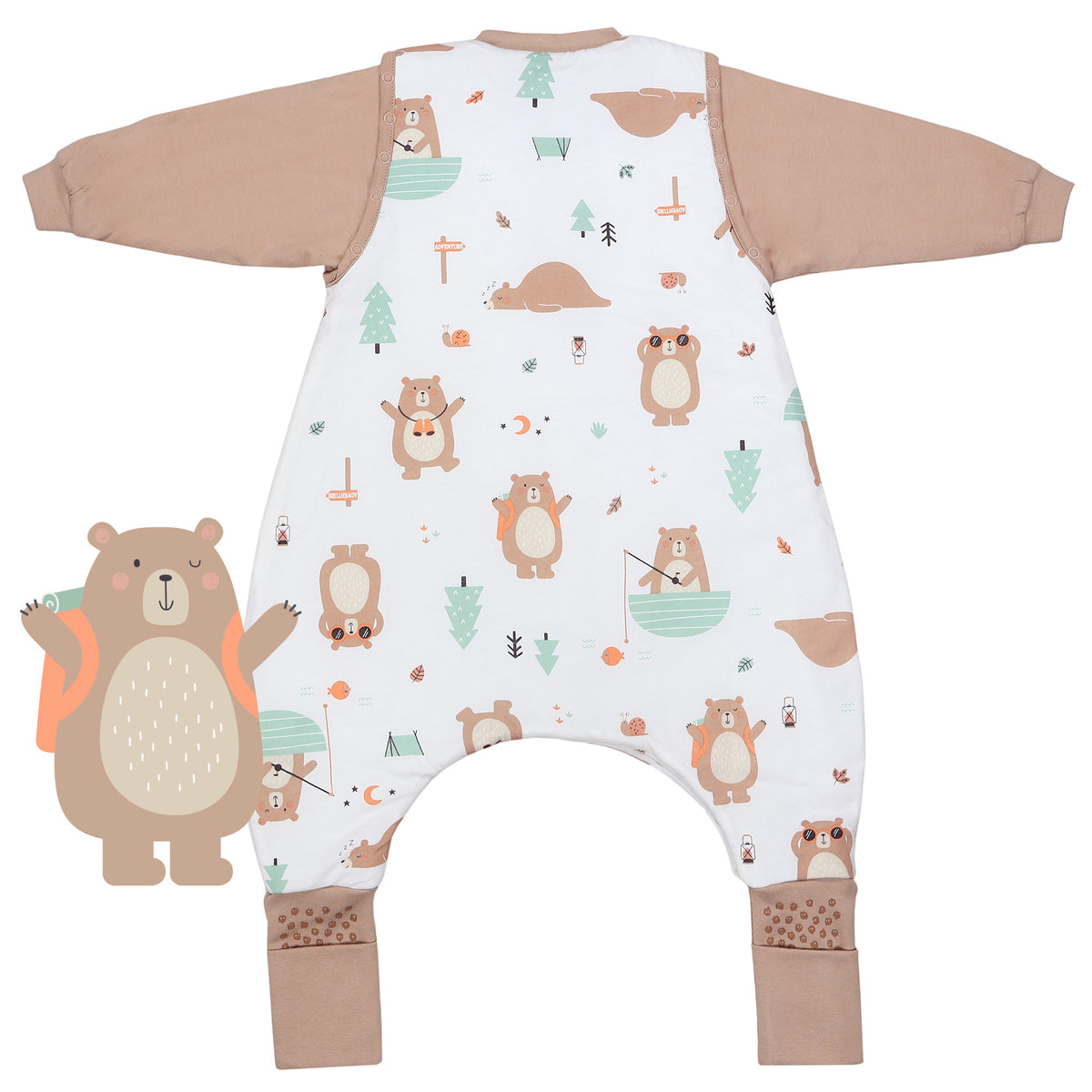 Saco de dormir con pies y suelas antideslizantes 3.5 TOG_Oso Explorador_parte trasera_468