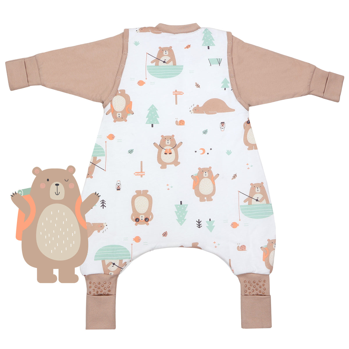 Saco de dormir con pies y suelas antideslizantes 3.5 TOG_Oso Explorador_parte trasera_468