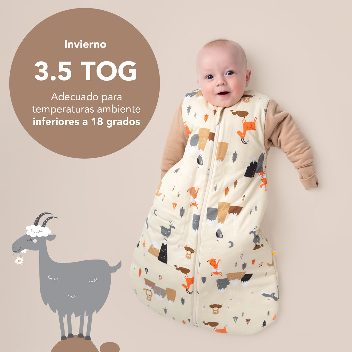 Saco de dormir para bebé 3.5 TOG_Animales de montaña_TOG_471