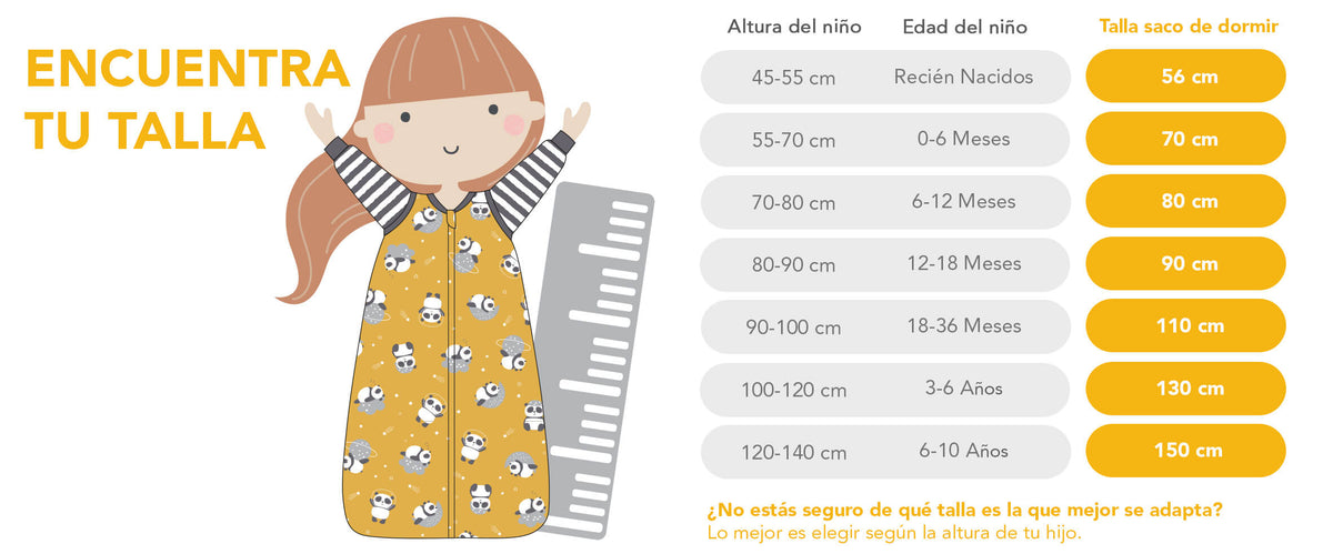 Calculadora de tallas para sacos de dormir con pies