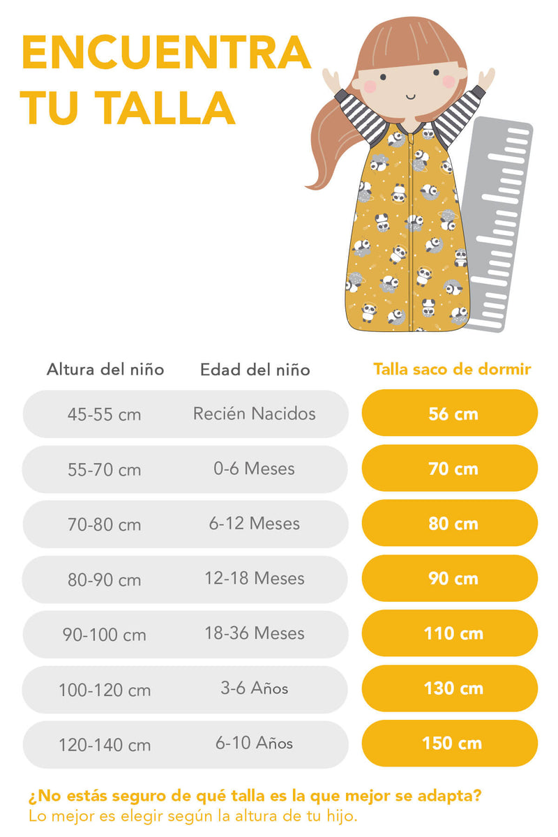 Calculadora de tallas para sacos de dormir con pies