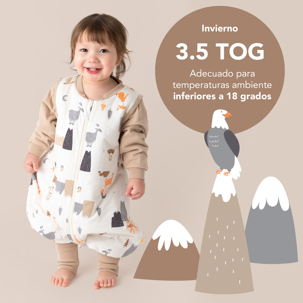 Saco de dormir con pies y suelas antideslizantes 3.5 TOG_Animales de montaña_TOG_468