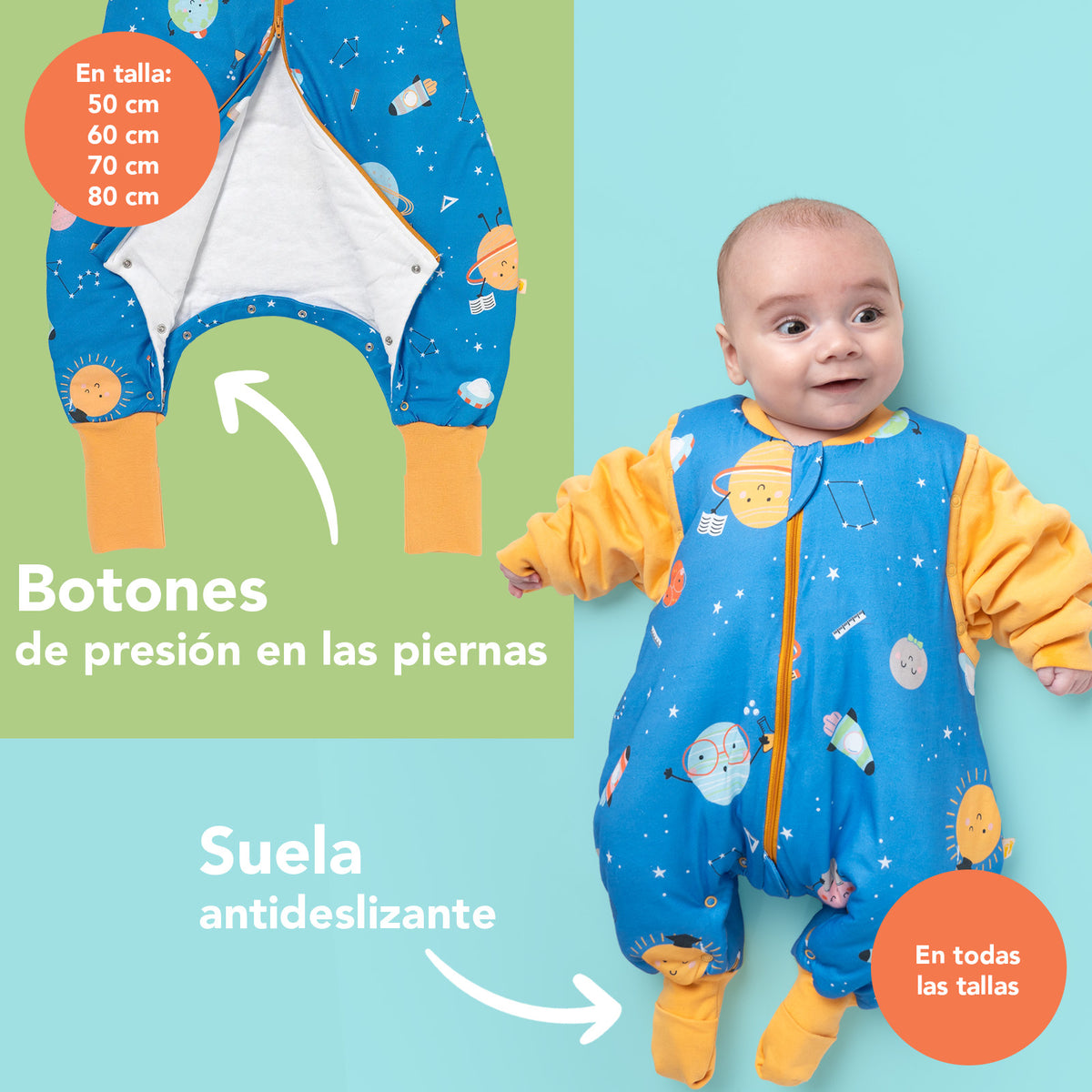 Saco de dormir con pies y suelas antideslizantes 3.5 TOG_Space_zona del pie_468