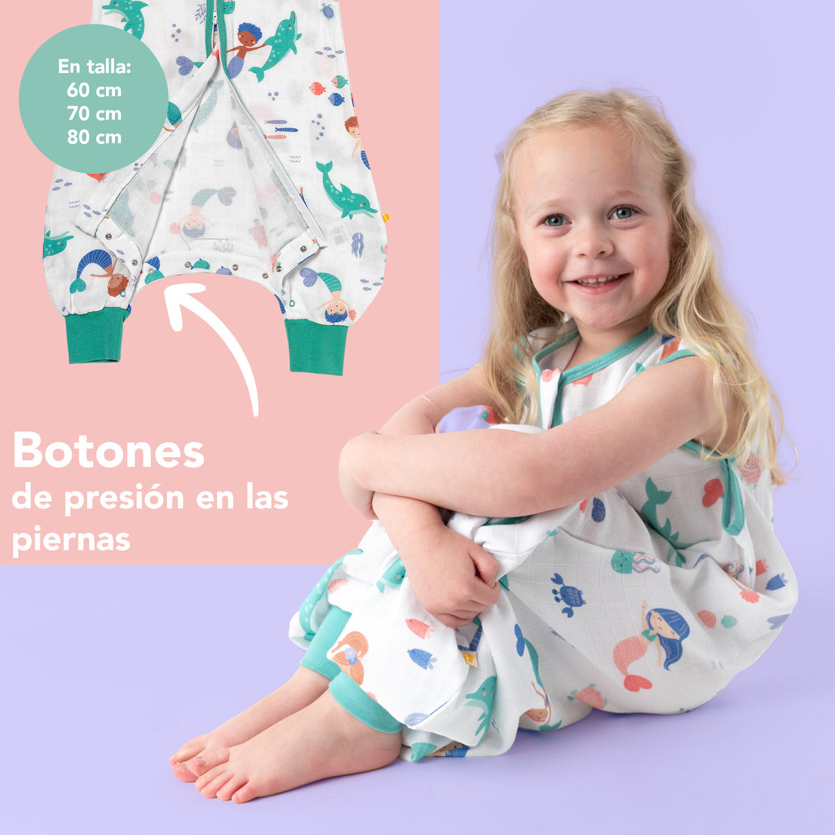 Saco de dormir con pies de muselina 0.5 TOG_Sirena_zona del pie_412
