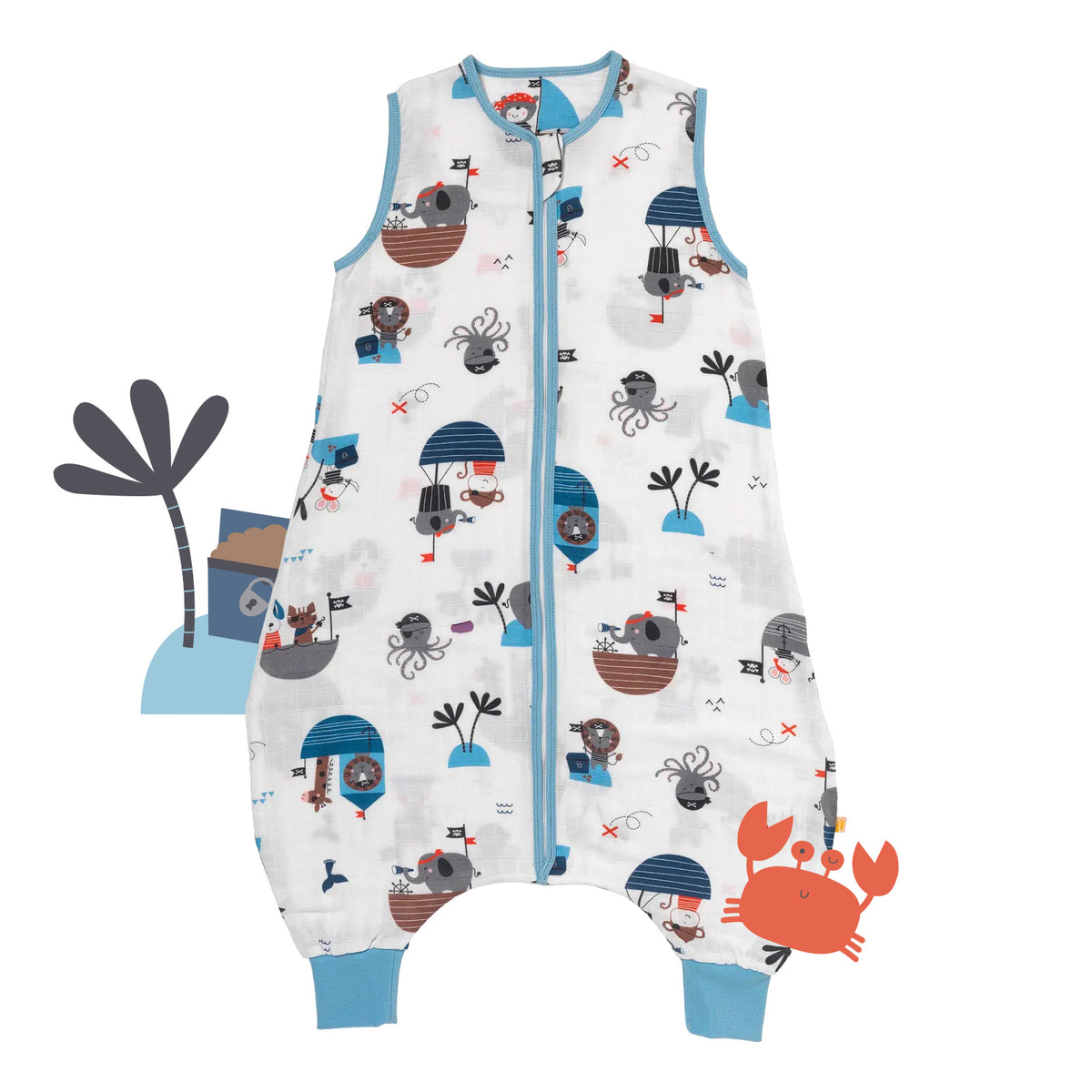 Saco de dormir con pies de muselina 0.5 TOG_Pirata_parte frontal_412