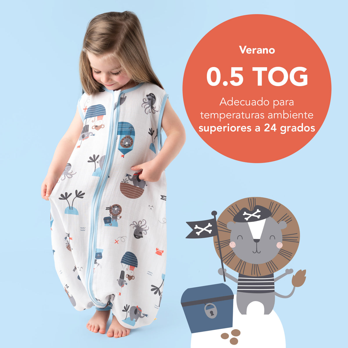 Saco de dormir con pies de muselina 0.5 TOG_Pirata_TOG_412