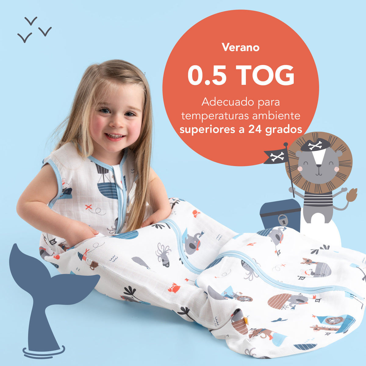 Saco de dormir para bebé de muselina 0.5 TOG_Pirata_TOG_415