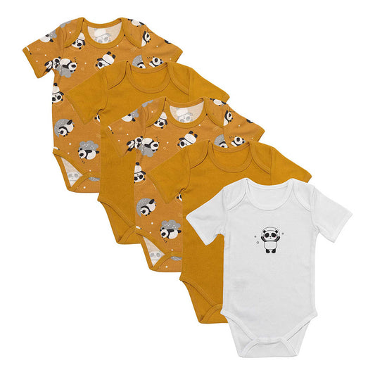 Pack de 5 bodies para bebé manga corta de algodón orgánico_Panda_1_430