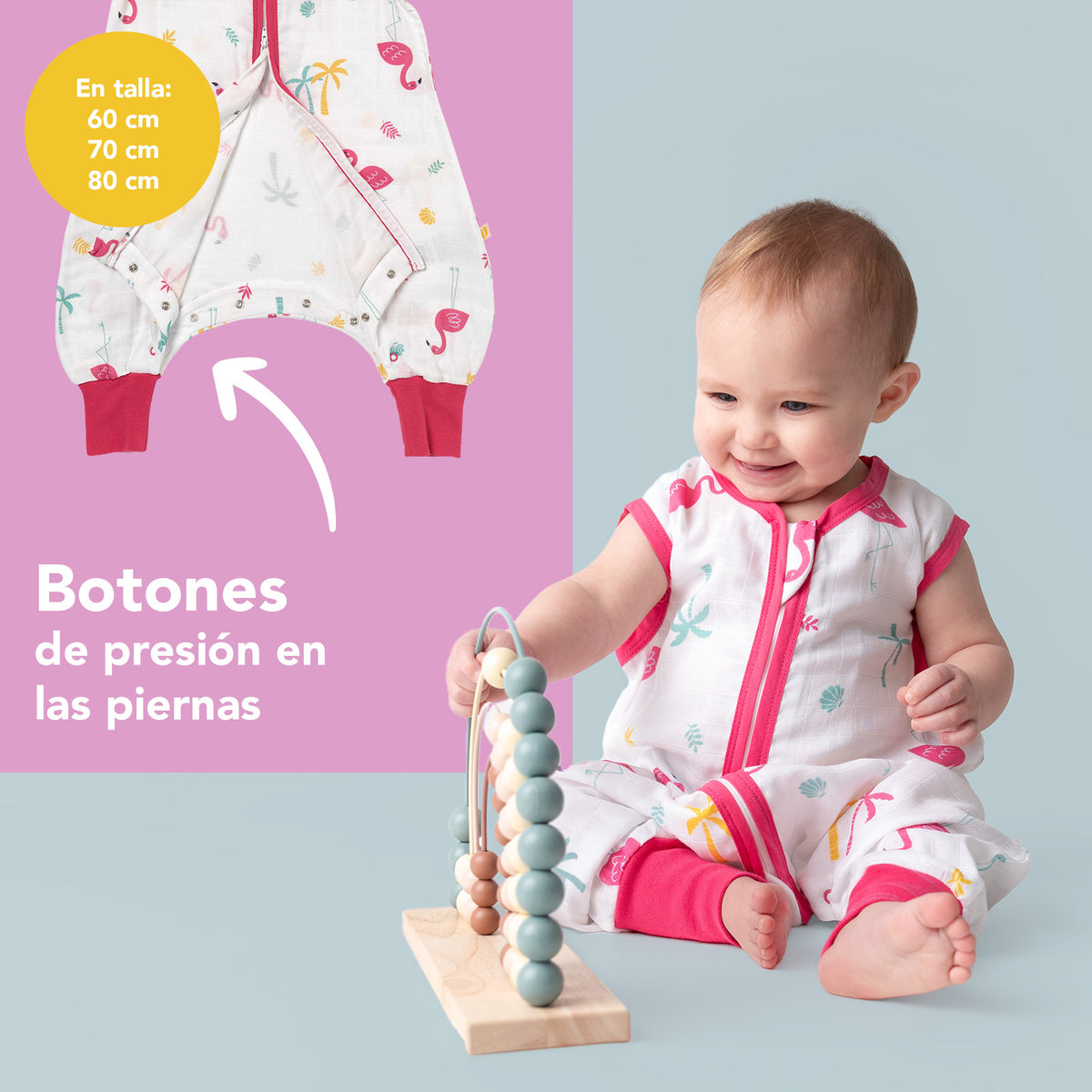 Saco de dormir con pies de muselina 0.5 TOG_Flamenco_zona del pie_412