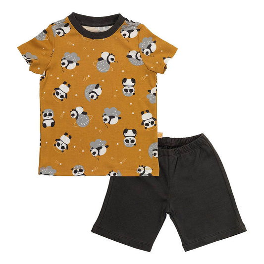 Pijama corto de niño de algódon orgánico_Panda_parte frontal_445