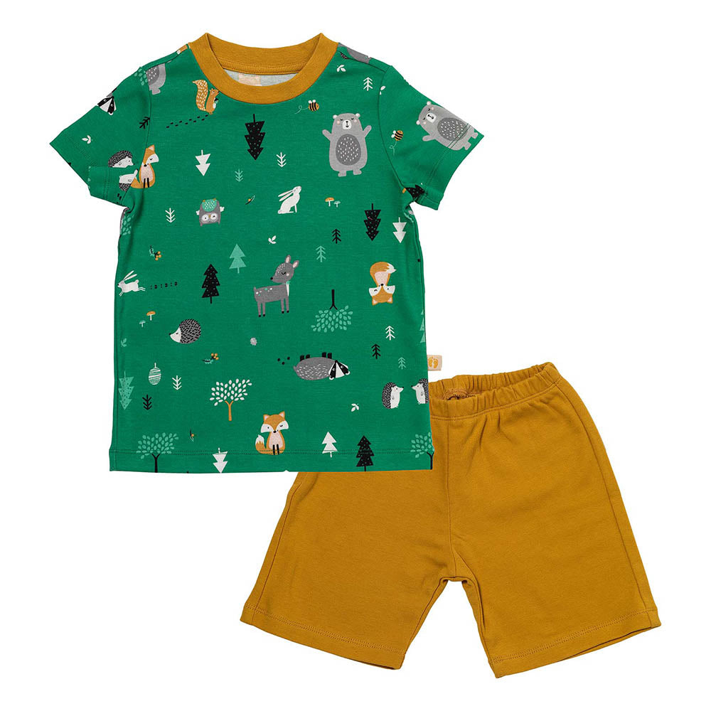 Pijama corto de niño de algódon orgánico_Animales del bosque_parte frontal_445
