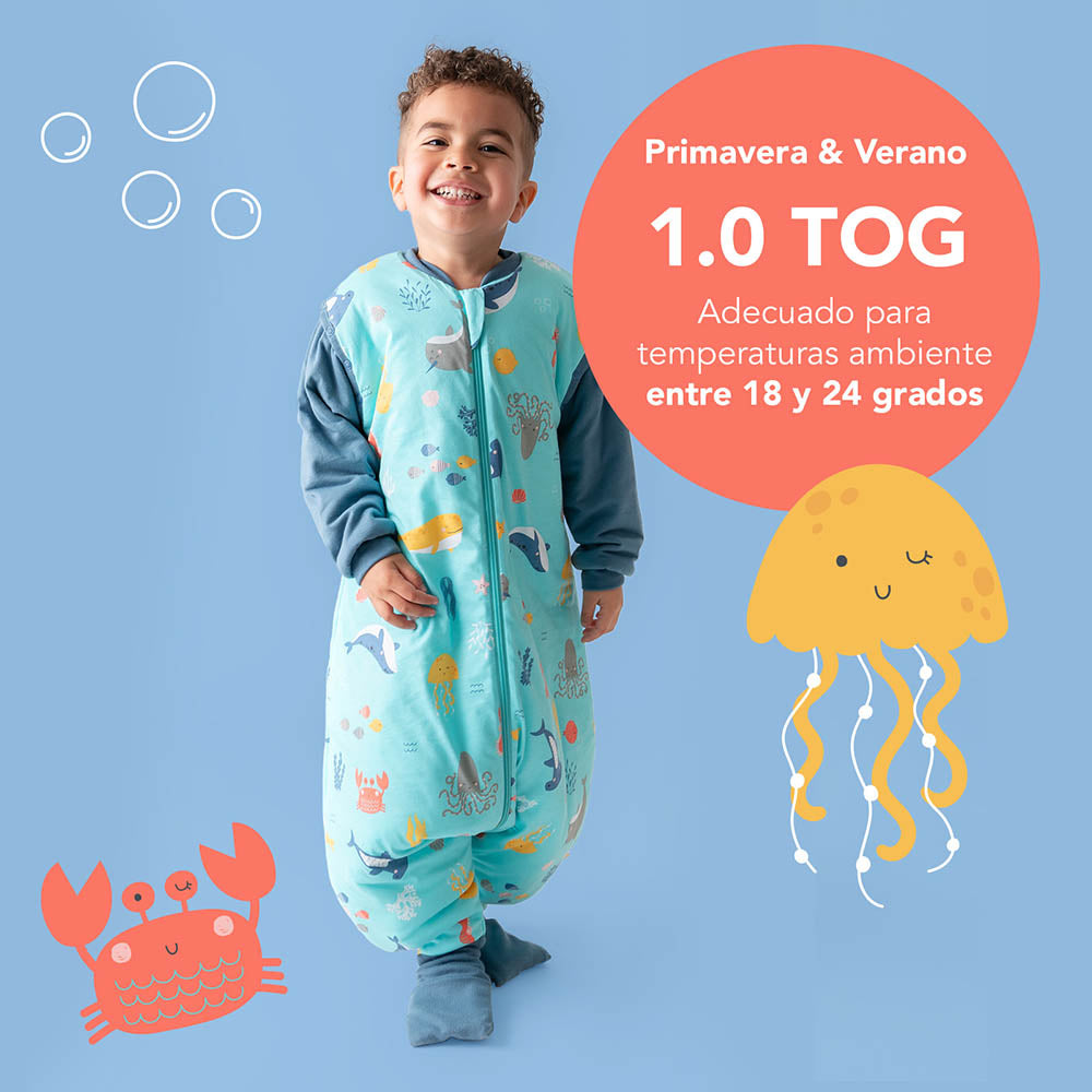 Saco de dormir con pies y suelas antideslizantes y mangas 1.0 TOG_Animales marinos_TOG_1182