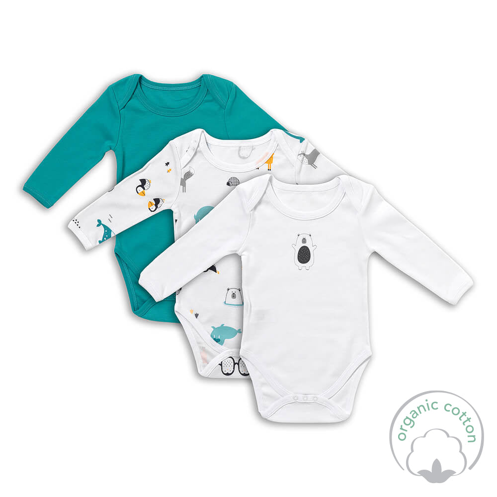 Pack de 3 bodies para bebé manga larga de algódon orgánico_Amigos Polares_2_434