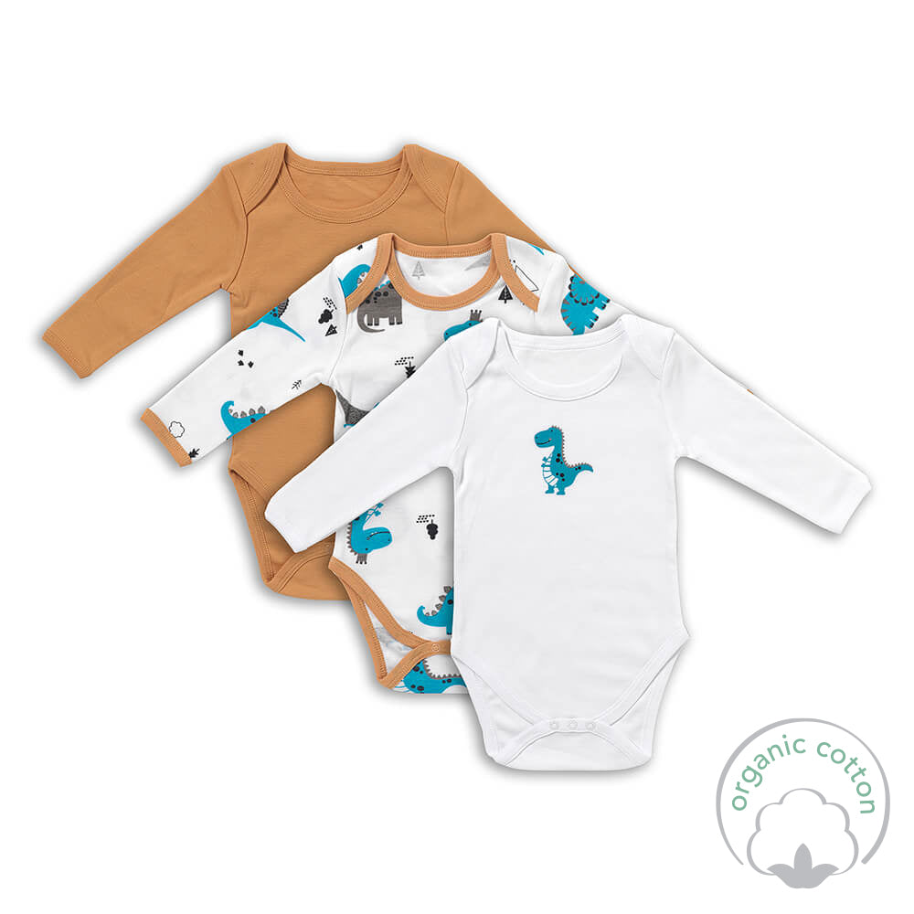 Pack de 3 bodies para bebé manga larga de algódon orgánico_Jurassic_2_434