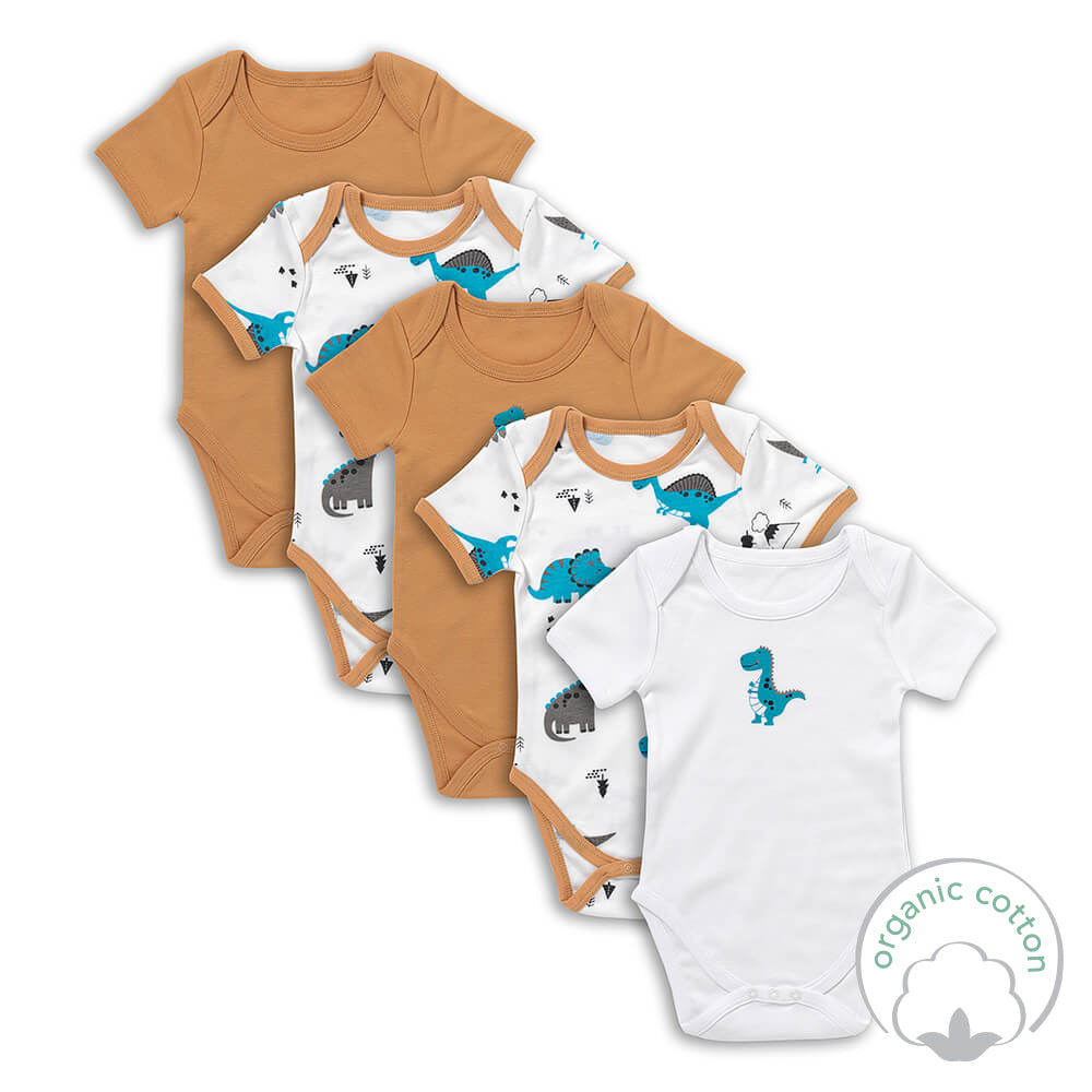 Pack de 5 bodies para bebé manga corta de algodón orgánico_Jurassic_2_430
