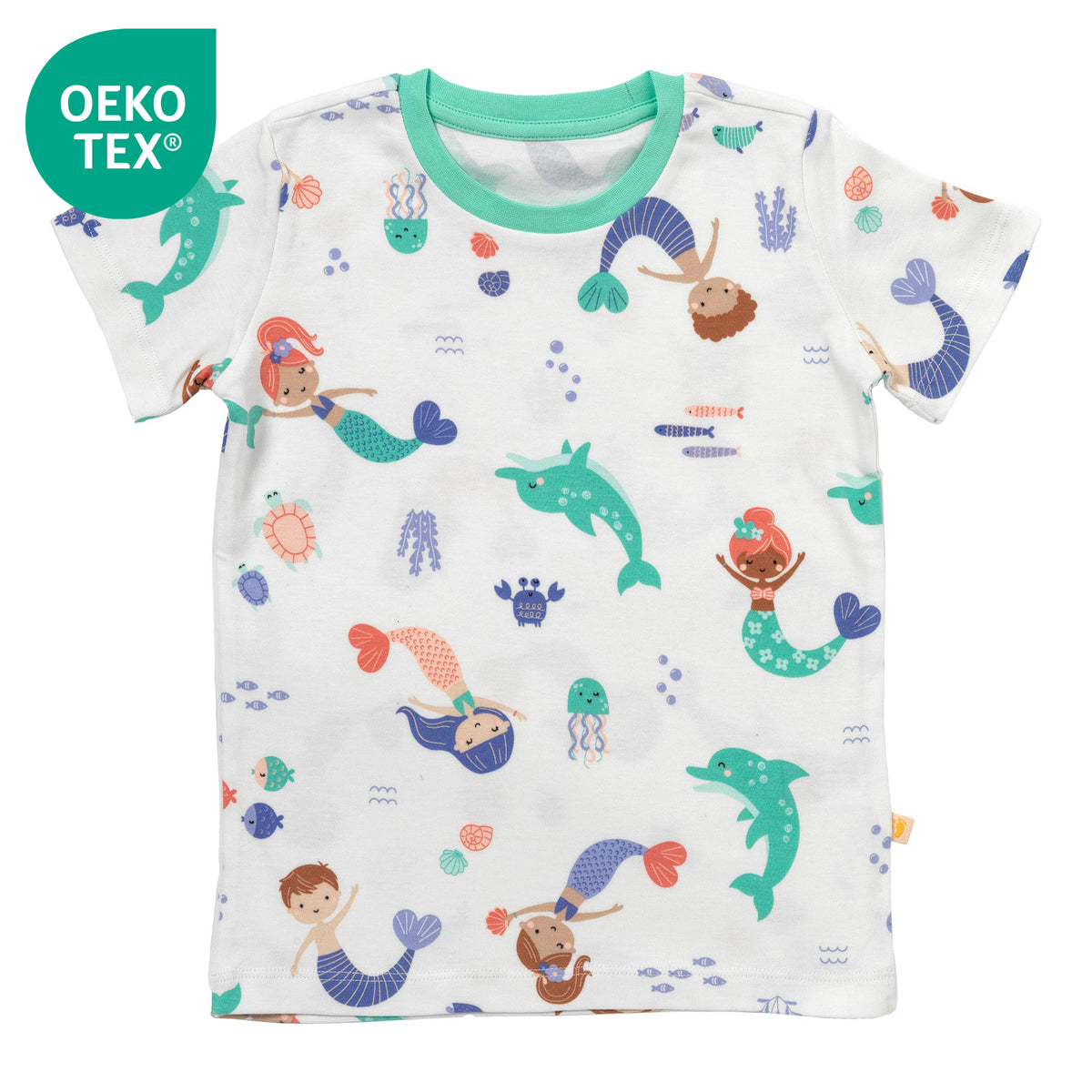 Pijama corto de niño de algódon orgánico_Sirena_OEKOTEX_445