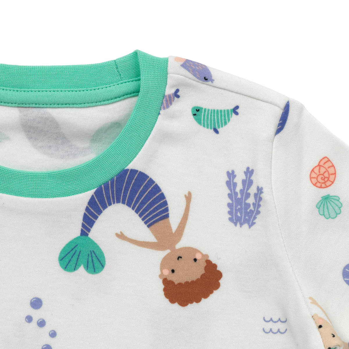 Pijama corto de niño de algódon orgánico_Sirena_detalle_445