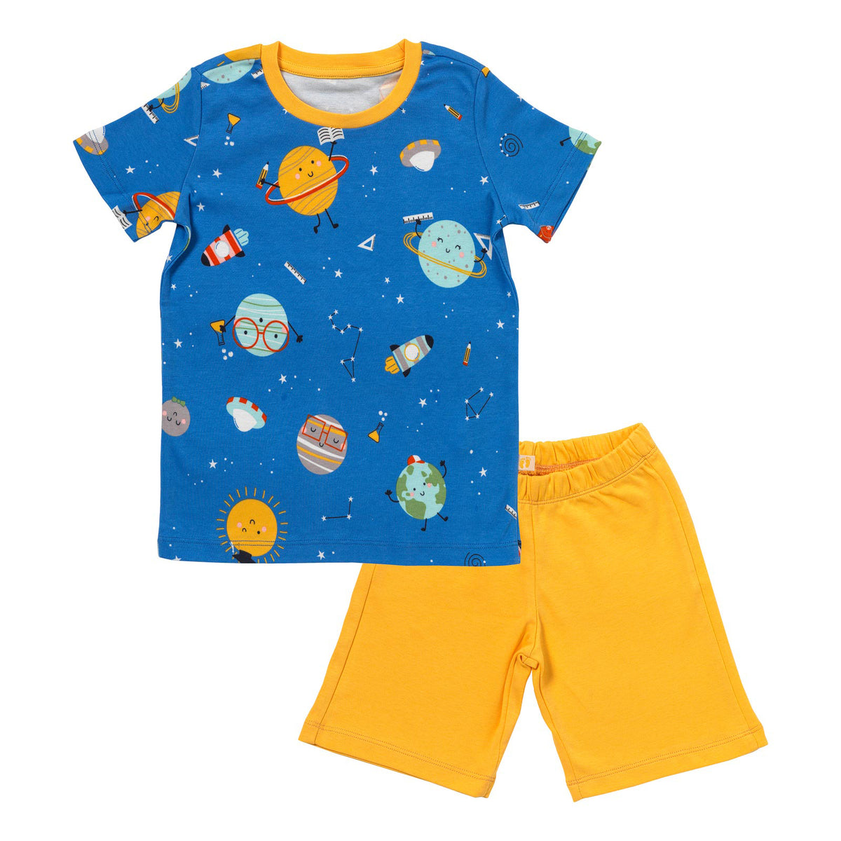 Pijama corto de niño de algódon orgánico_Space_parte frontal_445