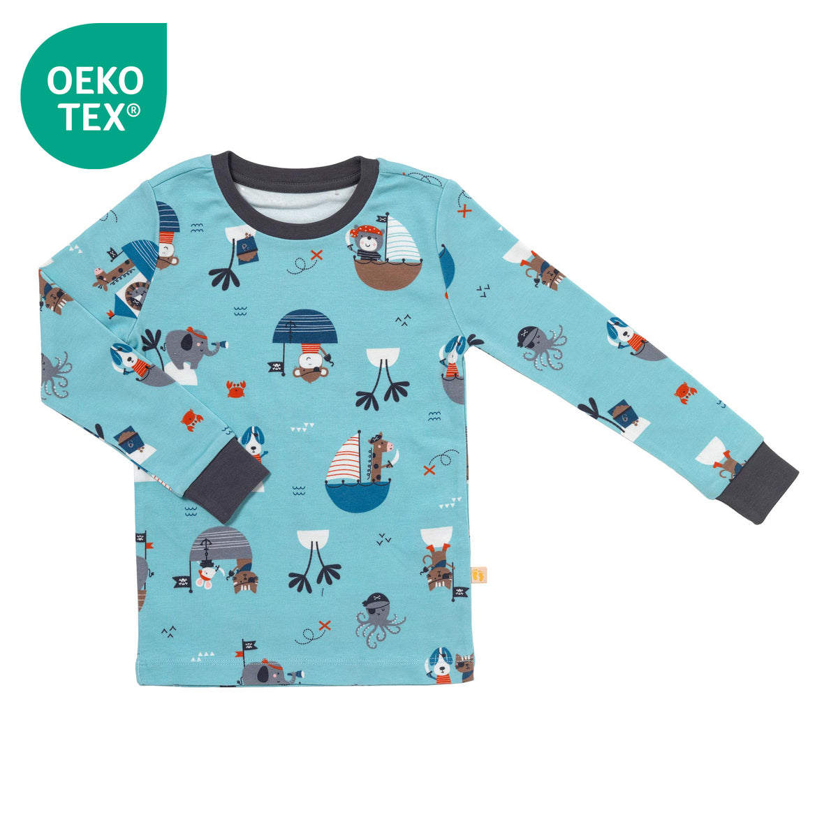 Pijama de niño de algódon orgánico_Pirata_OEKOTEX_444