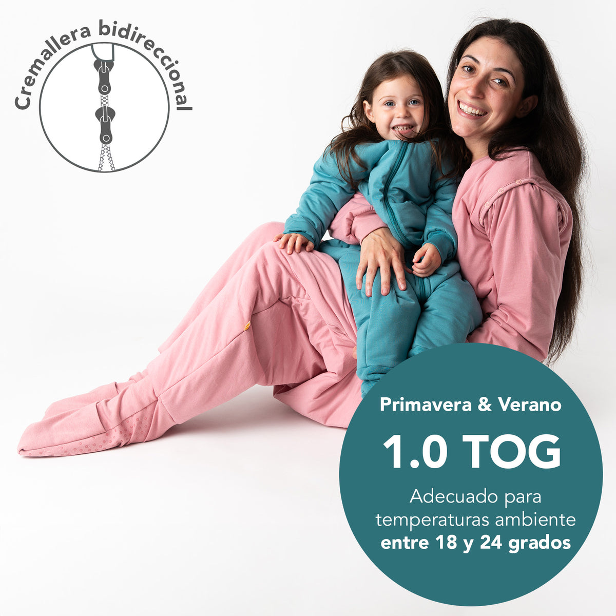 Saco de dormir con pies y suelas antideslizantes y mangas para adultos 1.0 TOG_Rosa pastel_TOG_1190