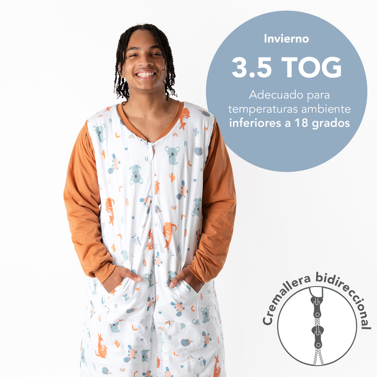 Saco de dormir con pies y suelas antideslizantes para adultos 3.5 TOG_Canguro_TOG_1189