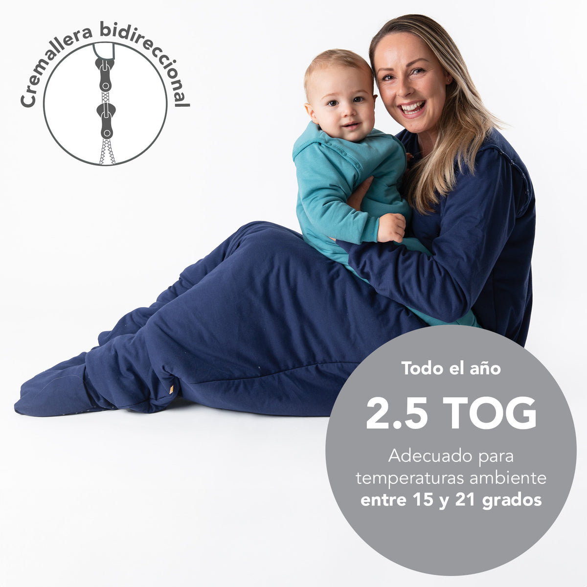 Saco de dormir con pies y suelas antideslizantes para adultos 2.5 TOG_Azul marino_TOG_1188
