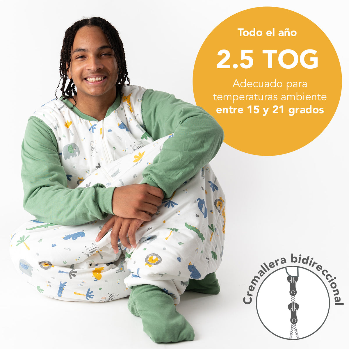 Saco de dormir con pies y suelas antideslizantes para adultos 2.5 TOG_Jungla_TOG_1188