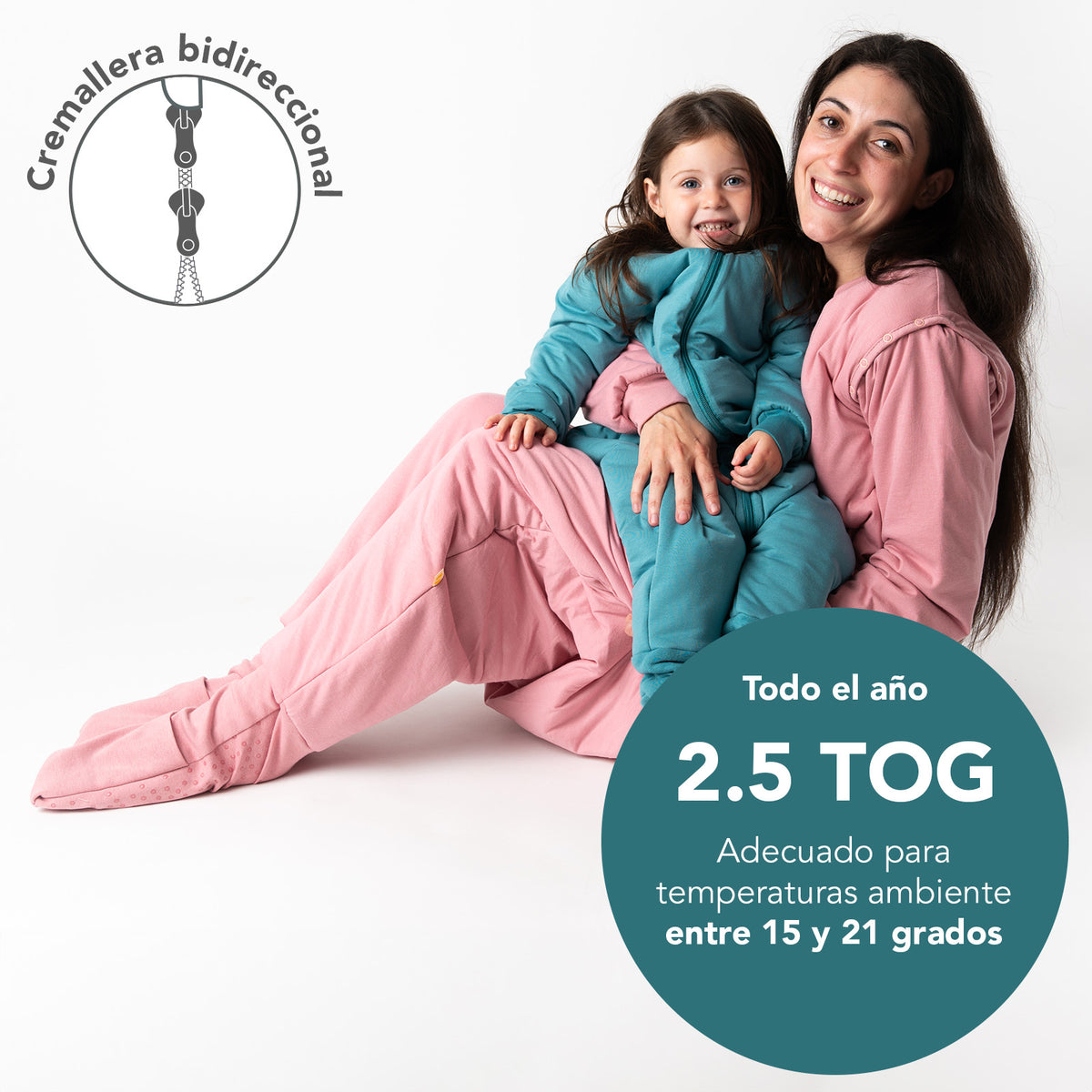 Saco de dormir con pies y suelas antideslizantes para adultos 2.5 TOG_Rosa pastel_TOG_1188