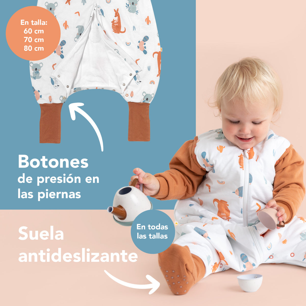 Saco de dormir con pies y suelas antideslizantes 3.5 TOG_Canguro_zona del pie_468